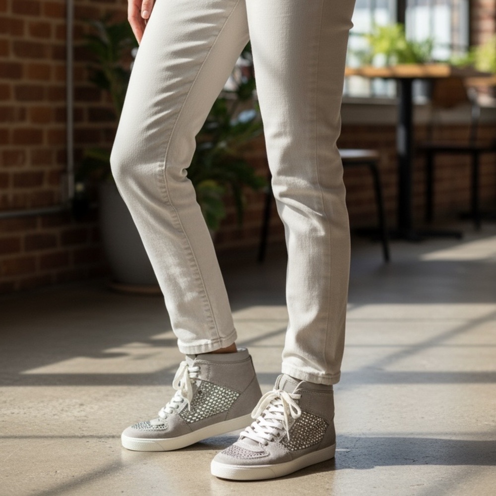 Gianni Bini Silver Embellished High-Top Sneakers